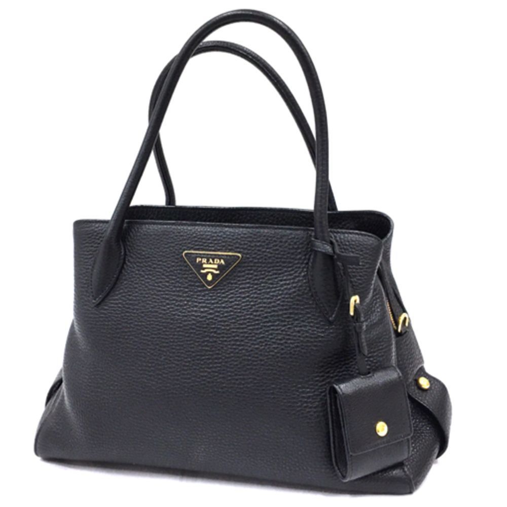 Prada Triangular Plate Black GD Metal Fittings Shoulder Bag